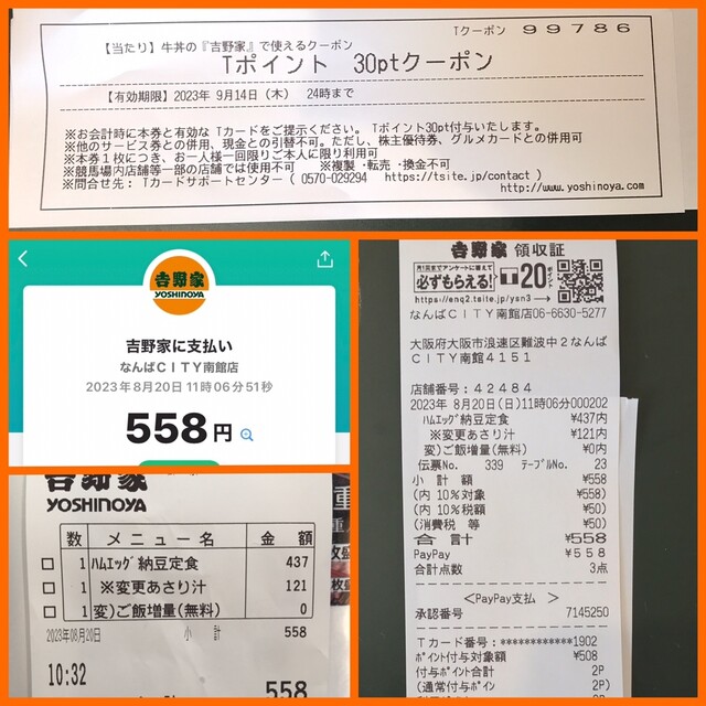 用户对于吉野家 なんばCITY南館店的评论高清图