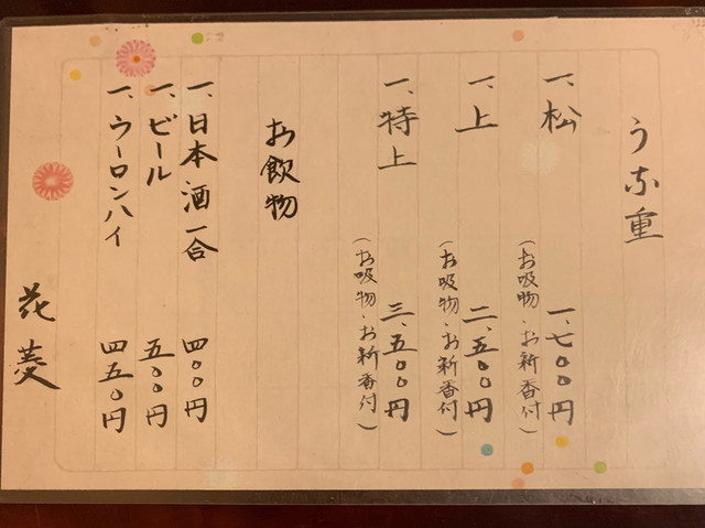 用户对于うなぎ花菱的评论高清图