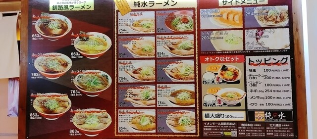 用户对于ラーメン純水 イオンモール釧路昭和店的评论高清图